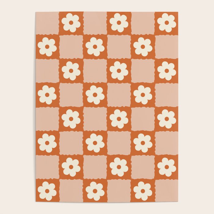Flower Checker in Burnt Orange  Poster Gallery Image 1