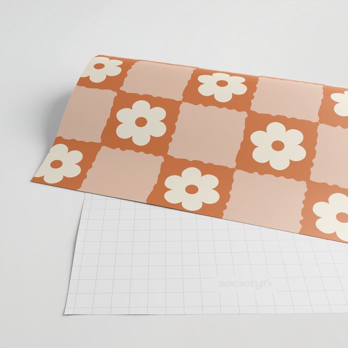 Flower Checker in Burnt Orange  Wrapping Paper Gallery Image 2