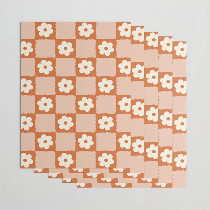 Flower Checker in Burnt Orange  Wrapping Paper Gallery Image 3