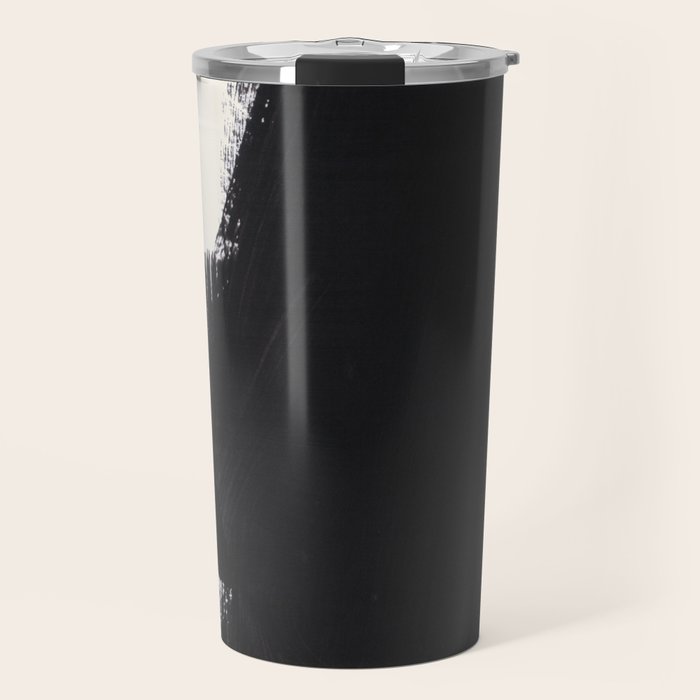 Mid Century Modern Minimalist Abstract Art Brush Strokes Black & White Ink Art Colorfield Travel Mug Gallery Image 1