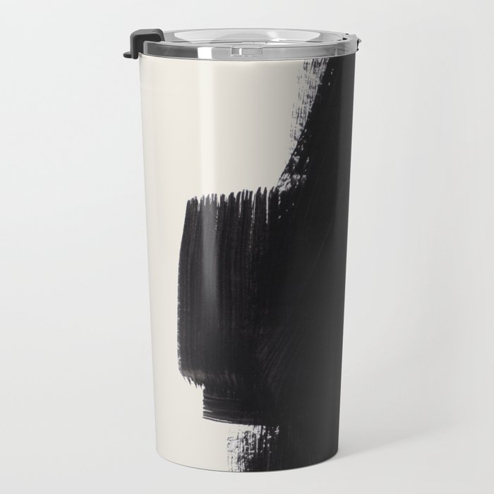 Mid Century Modern Minimalist Abstract Art Brush Strokes Black & White Ink Art Colorfield Travel Mug Gallery Image 3