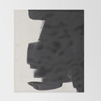 Mid Century Modern Minimalist Abstract Art Brush Strokes Black & White Ink Art Colorfield Throw Blanket Gallery Image 2