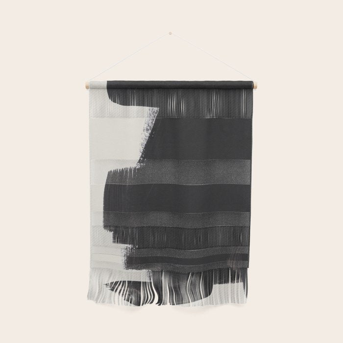 Mid Century Modern Minimalist Abstract Art Brush Strokes Black & White Ink Art Colorfield Wall Hanging Gallery Image 1