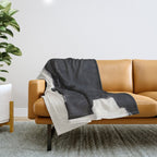 Mid Century Modern Minimalist Abstract Art Brush Strokes Black & White Ink Art Colorfield Throw Blanket Gallery Image 1