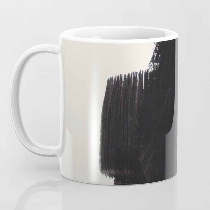 Mid Century Modern Minimalist Abstract Art Brush Strokes Black & White Ink Art Colorfield Coffee Mug Gallery Image 3