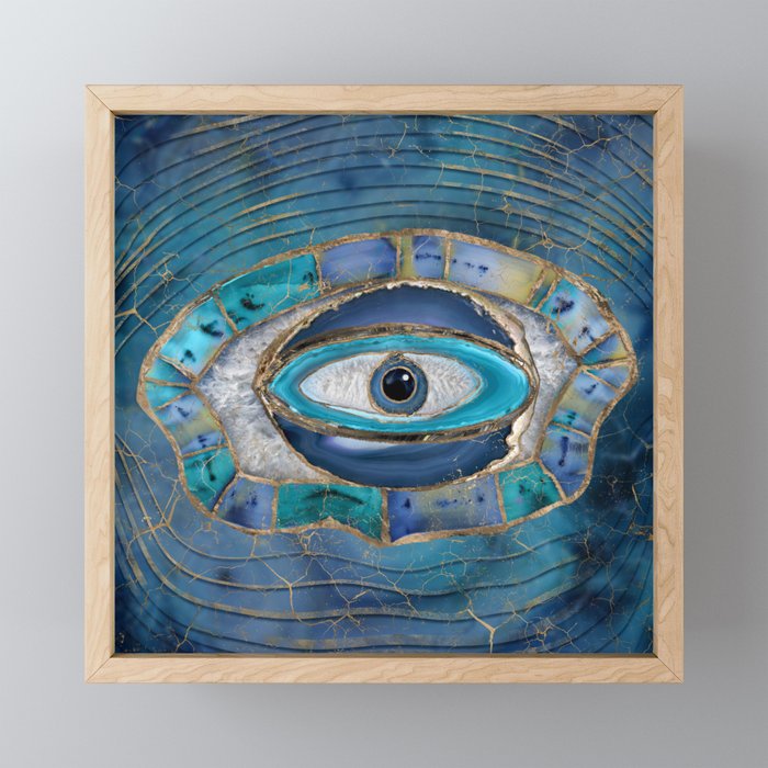 Evil Eye Amulet Agate and gold Mini Art Print Gallery Image 1