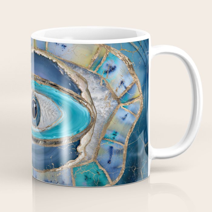 Evil Eye Amulet Agate and gold Coffee Mug Gallery Image 1
