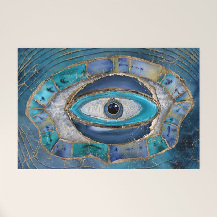 Evil Eye Amulet Agate and gold Welcome Mat Gallery Image 1