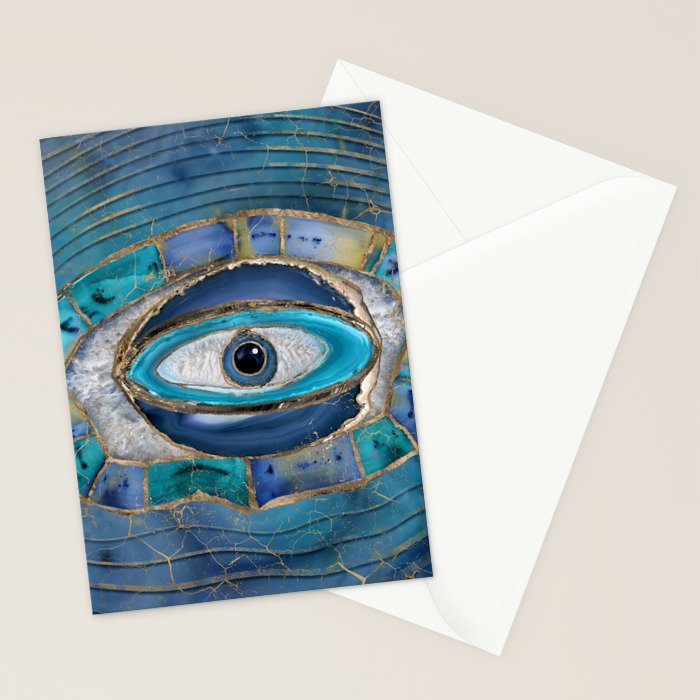 Evil Eye Amulet Agate and gold Stationery Card Gallery Image 2