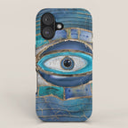Evil Eye Amulet Agate and gold iPhone Case Gallery Image 1