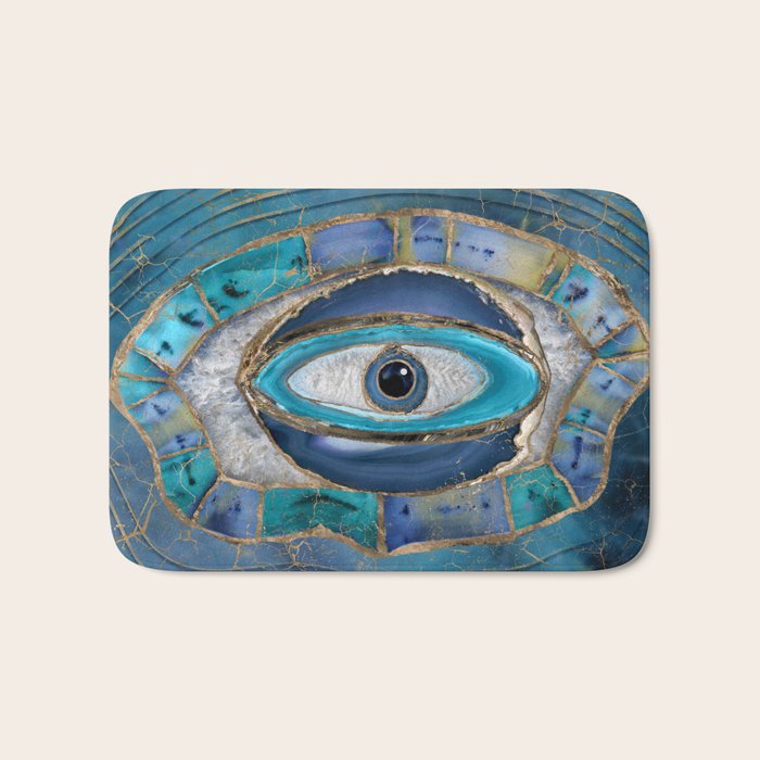 Evil Eye Amulet Agate and gold Bath Mat Gallery Image 1