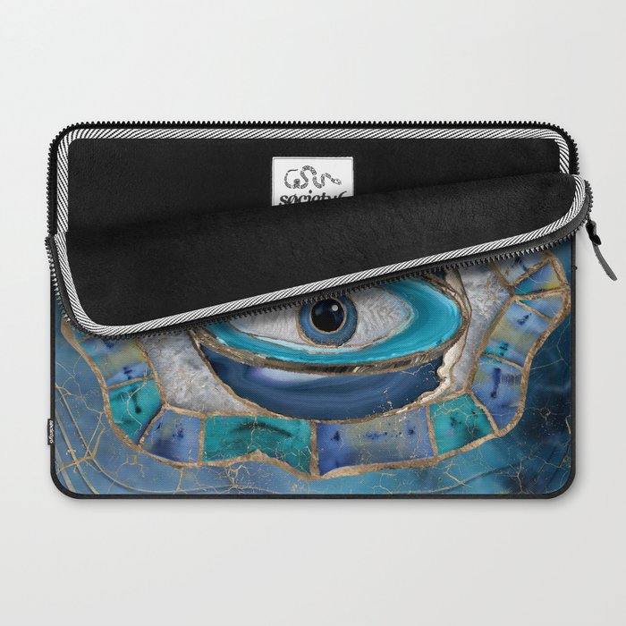 Evil Eye Amulet Agate and gold Laptop Sleeve Gallery Image 2