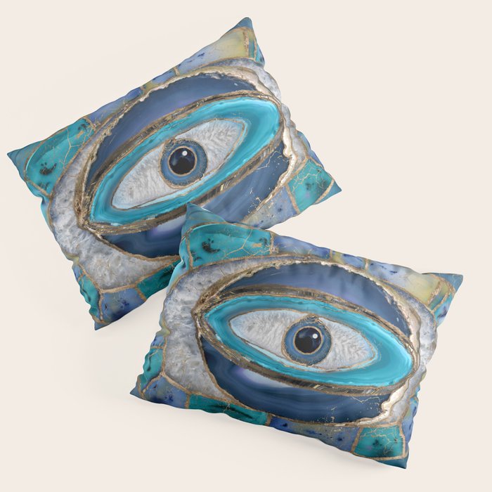 Evil Eye Amulet Agate and gold Pillow Sham Gallery Image 1