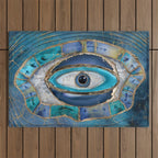 Evil Eye Amulet Agate and gold Outdoor Rug Gallery Image 1