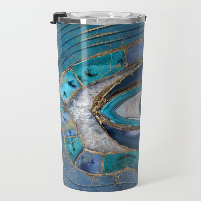 Evil Eye Amulet Agate and gold Travel Mug Gallery Image 3