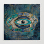 Evil Eye Amulet Agate and gold Wood Wall Art Gallery Image 1