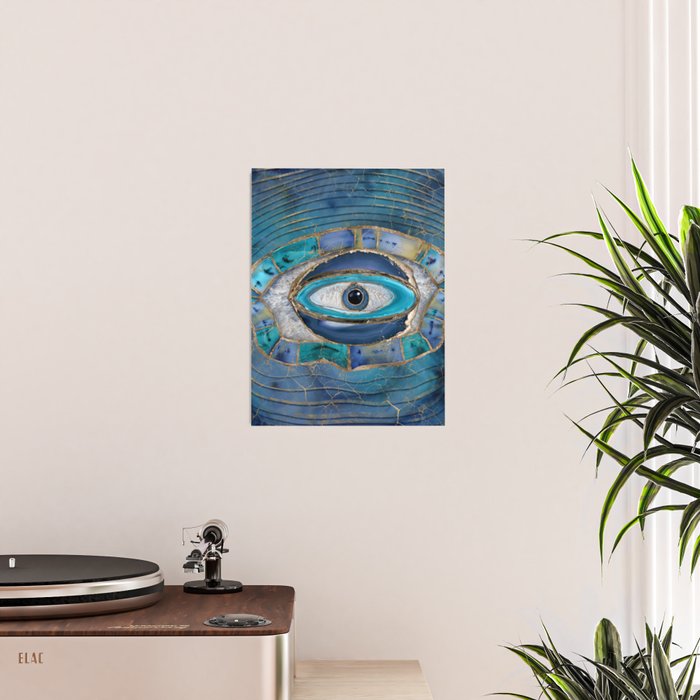 Evil Eye Amulet Agate and gold Poster Gallery Image 2