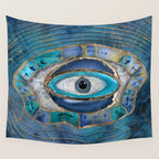 Evil Eye Amulet Agate and gold Wall Tapestry Gallery Image 4