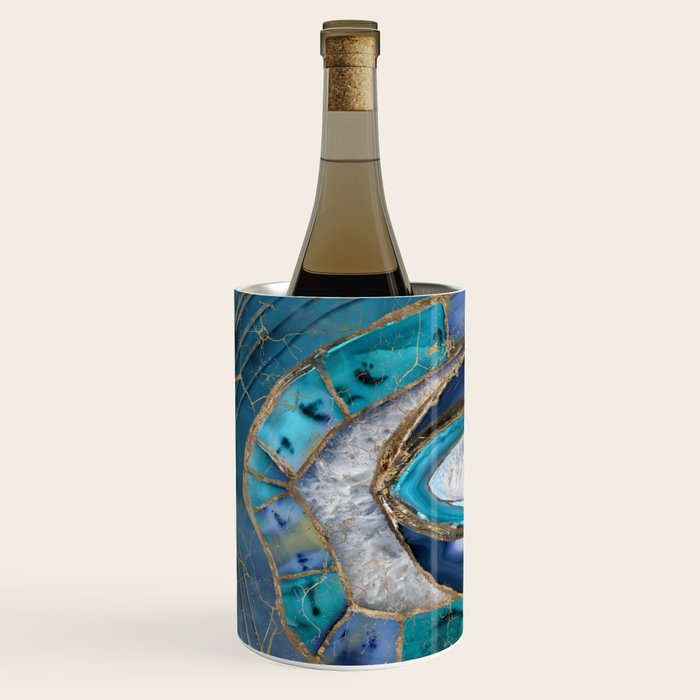 Evil Eye Amulet Agate and gold Wine Chiller – Society6