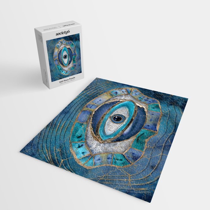 Evil Eye Amulet Agate and gold Jigsaw Puzzle Gallery Image 2