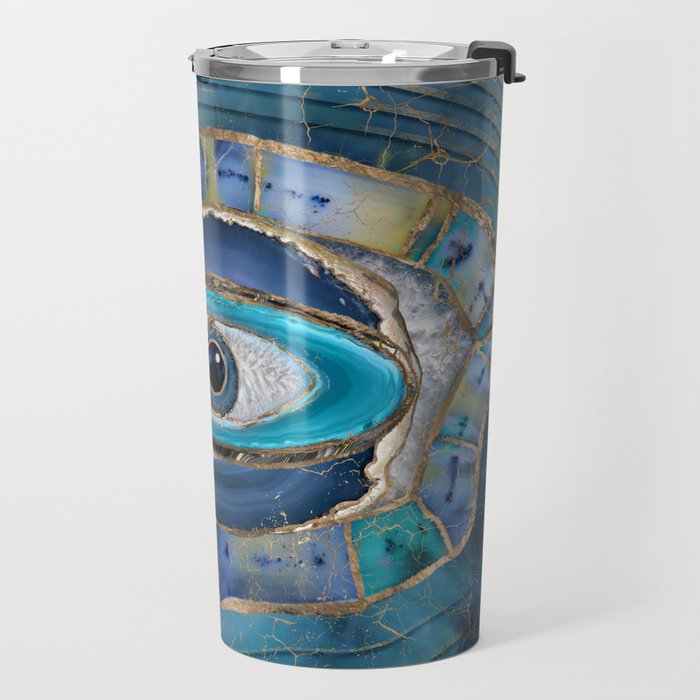 Evil Eye Amulet Agate and gold Travel Mug Gallery Image 2
