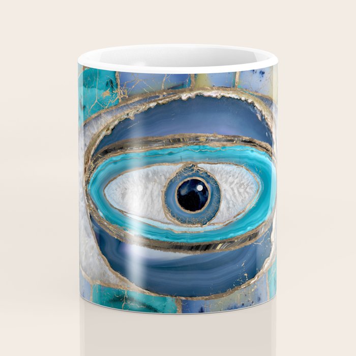 Evil Eye Amulet Agate and gold Coffee Mug Gallery Image 4