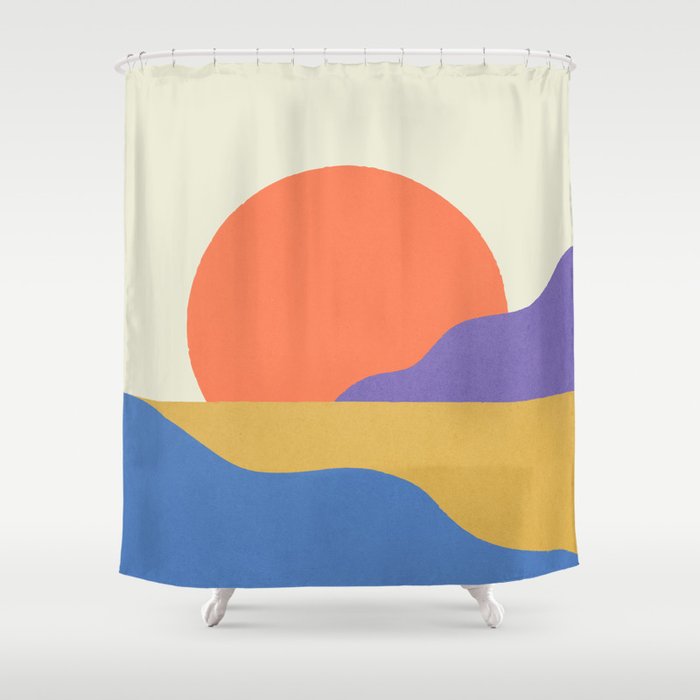 Sunset Island - Vibrant Colors Shower Curtain Gallery Image 1