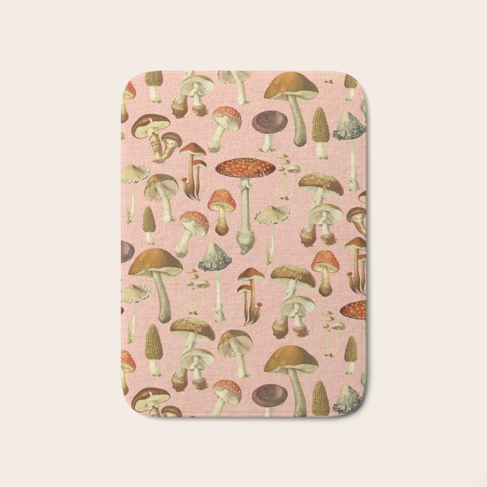 Mushrooms pink Bath Mat Gallery Image 1