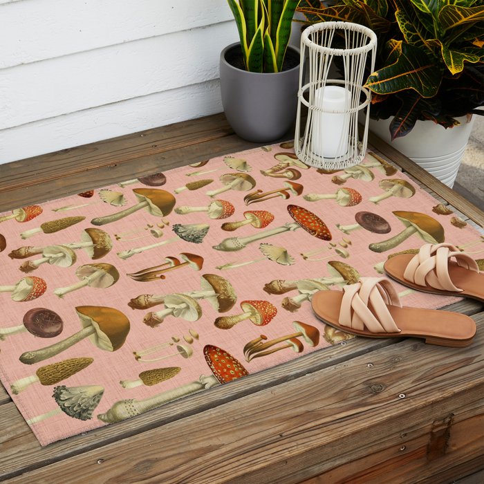 Mushrooms pink Outdoor Rug Gallery Image 2