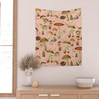 Mushrooms pink Wall Tapestry Gallery Image 2