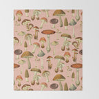 Mushrooms pink Throw Blanket Gallery Image 2