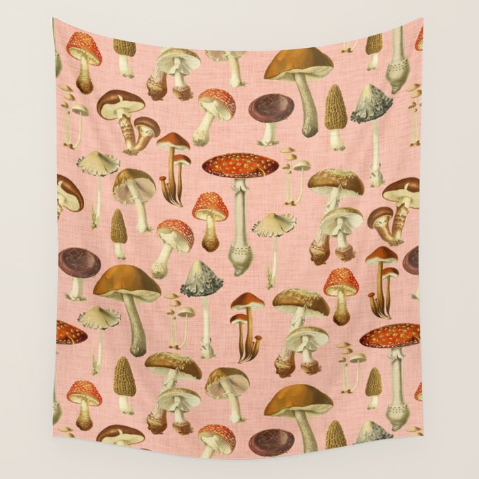 Mushrooms pink Wall Tapestry Gallery Image 4