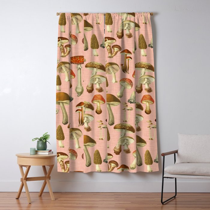 Mushrooms pink Window Curtain Gallery Image 1