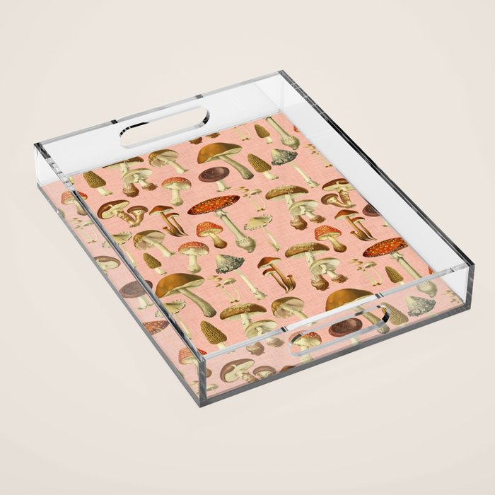 Mushrooms pink Acrylic Tray Gallery Image 1