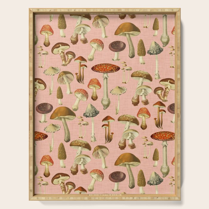 Mushrooms pink Serving Tray Gallery Image 1