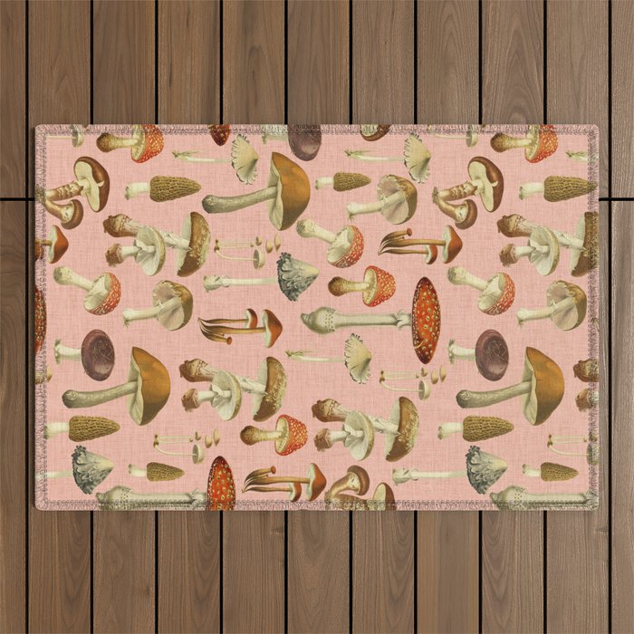 Mushrooms pink Outdoor Rug Gallery Image 1