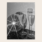 Sparkling Disco Ball Champagne Glasses Retro Black and White Party  Photography Wall Decor Poster Gallery Image 4