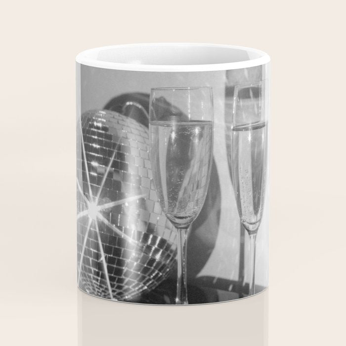 Sparkling Disco Ball Champagne Glasses Retro Black and White Party  Photography Wall Decor Coffee Mug Gallery Image 4