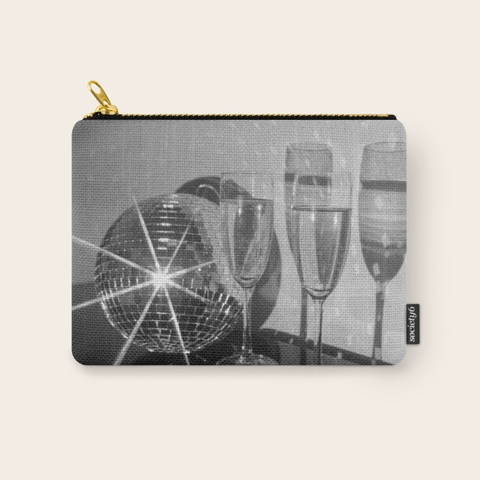 Sparkling Disco Ball Champagne Glasses Retro Black and White Party  Photography Wall Decor Carry All Pouch Gallery Image 1