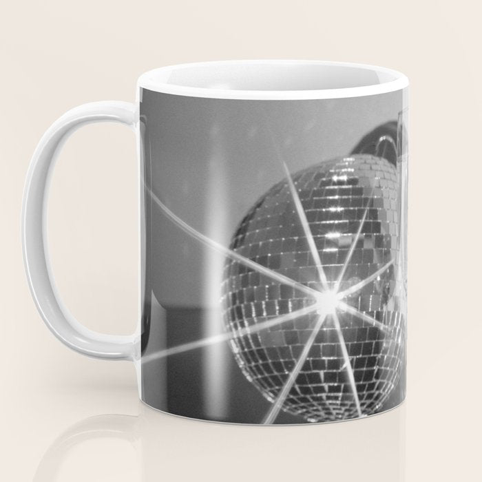 Sparkling Disco Ball Champagne Glasses Retro Black and White Party  Photography Wall Decor Coffee Mug Gallery Image 3