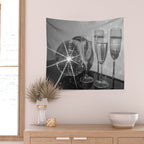 Sparkling Disco Ball Champagne Glasses Retro Black and White Party  Photography Wall Decor Wall Tapestry Gallery Image 2