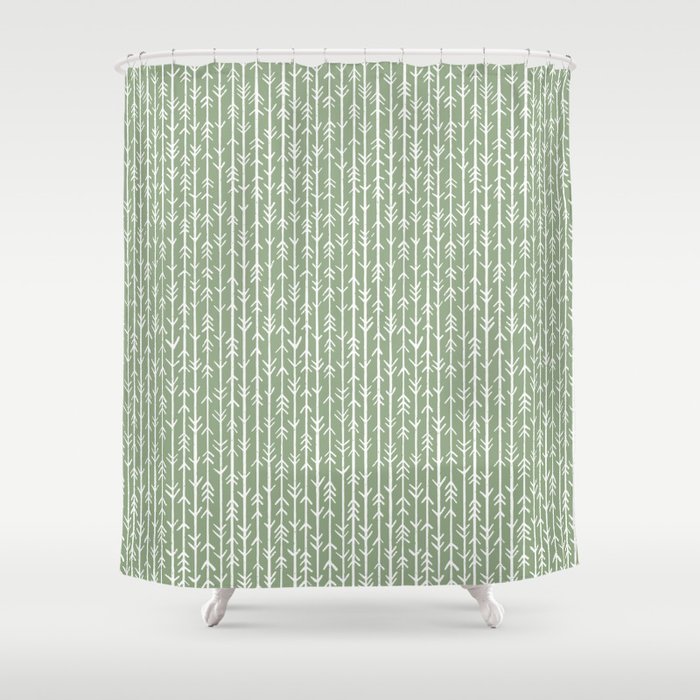 Stacked Arrows . Sage Green Shower Curtain Gallery Image 1
