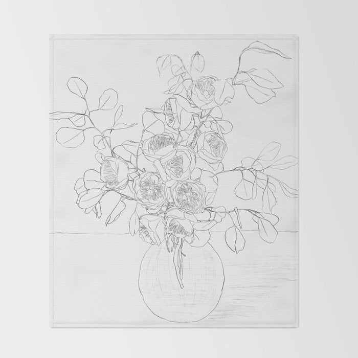 Beautiful Bouquet Line Throw Blanket Gallery Image 2