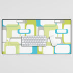 Mid-Century Modern Rectangle Design Blue Green and Gray Desk Mat Gallery Image 1