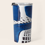 Abstract Expressionism Mid Century Modern Acrylic Painting Minimalist Art Navy Blue Black Line Patte Travel Mug Gallery Image 3