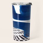 Abstract Expressionism Mid Century Modern Acrylic Painting Minimalist Art Navy Blue Black Line Patte Travel Mug Gallery Image 2