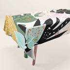 Veronica, Tropical Eclectic Bold Monstera Palm Illustration Nature Modern Colorful Jungle Tablecloth Gallery Image 1