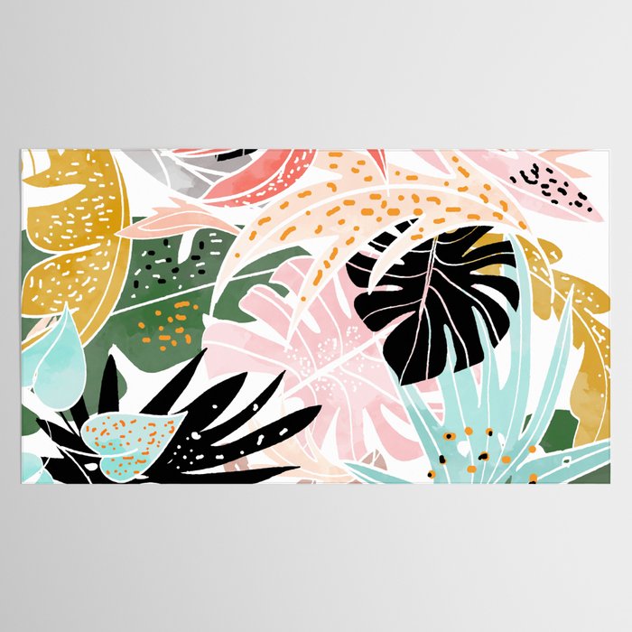 Veronica, Tropical Eclectic Bold Monstera Palm Illustration Nature Modern Colorful Jungle Tablecloth Gallery Image 2