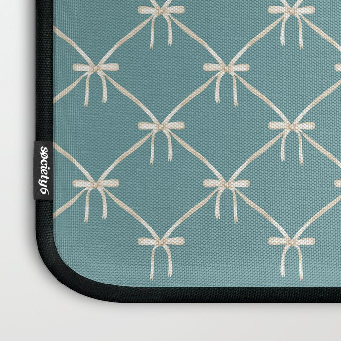 Bows & Ribbons Pattern LIV Teal Green Laptop Sleeve Gallery Image 3