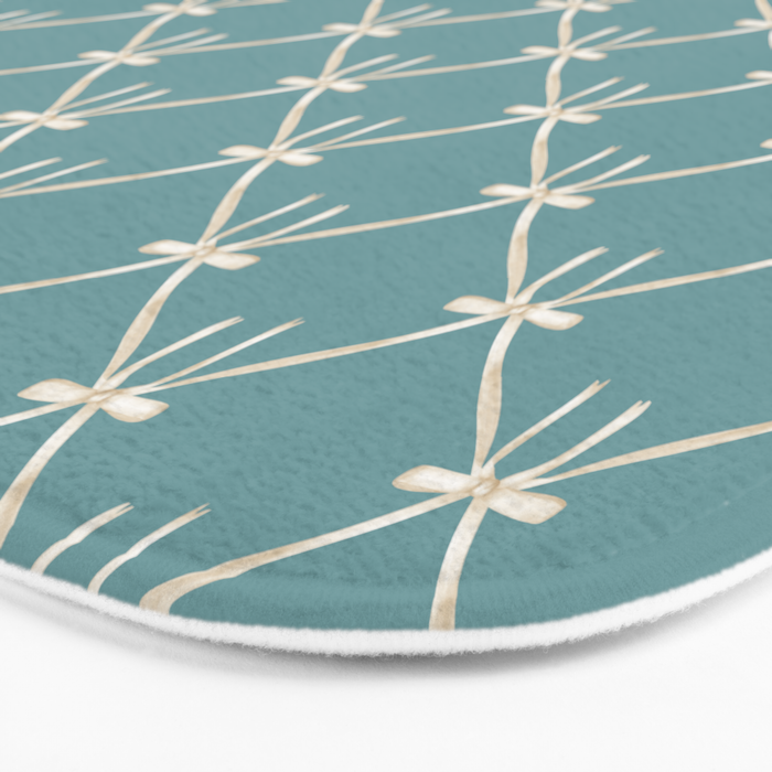 Bows & Ribbons Pattern LIV Teal Green Bath Mat Gallery Image 3